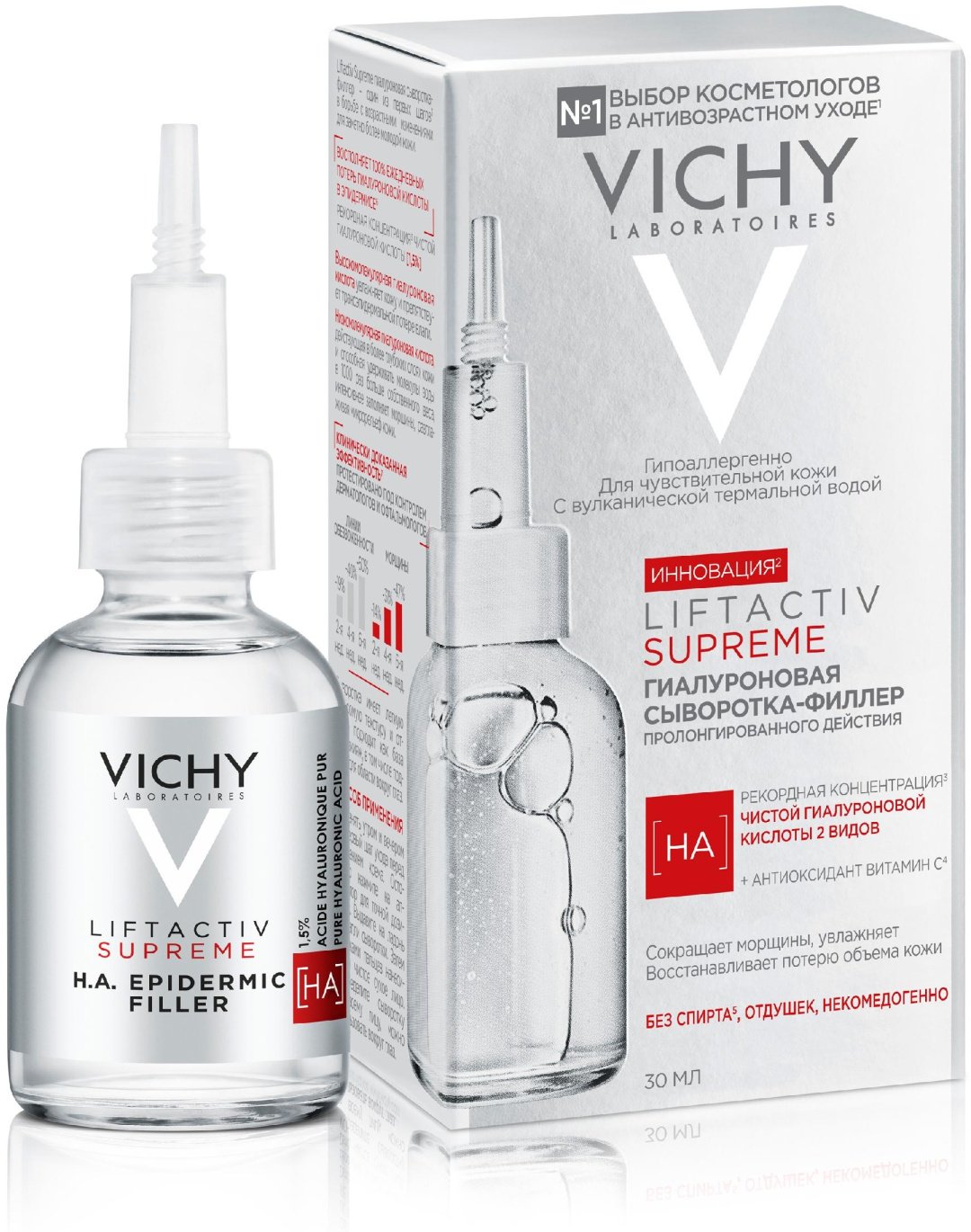 VICHY LIFTACTIV SUPREME Гиалуроновая сыворотка-филлер пролонгированного действия, 30 мл купить,NaN
