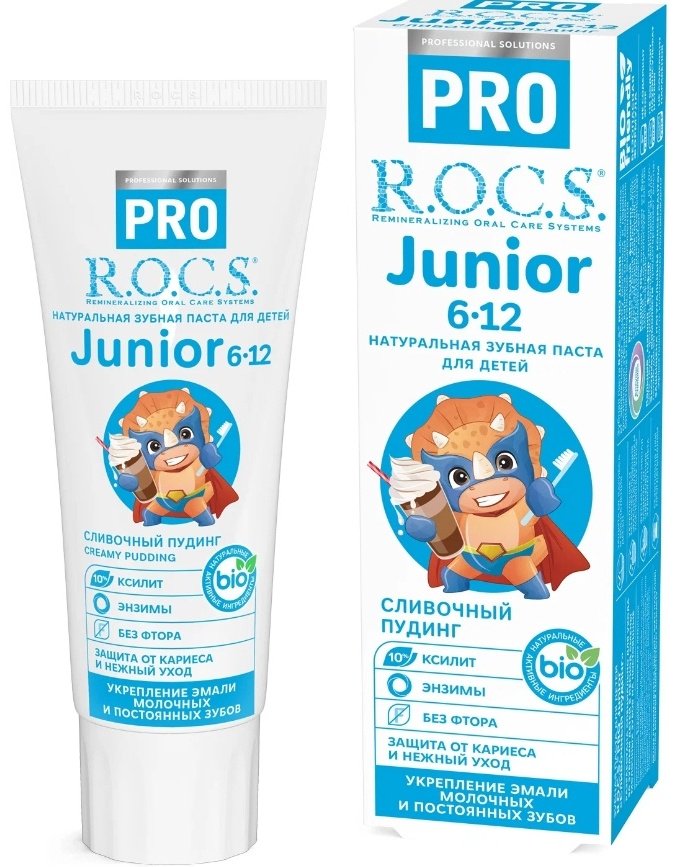 R.O.C.S. зубная паста Junior cливочный пудинг 74 г купить,NaN
