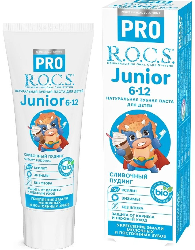 R.O.C.S. зубная паста Junior cливочный пудинг 74 г купить,NaN