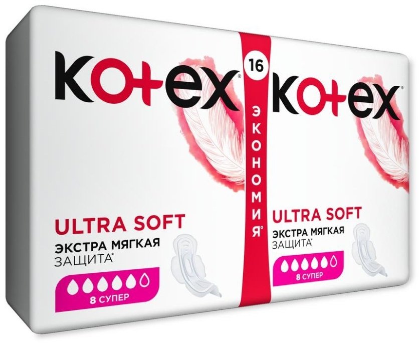 Kotex прокладки Ultra Soft Super Duo 16 шт купить,NaN