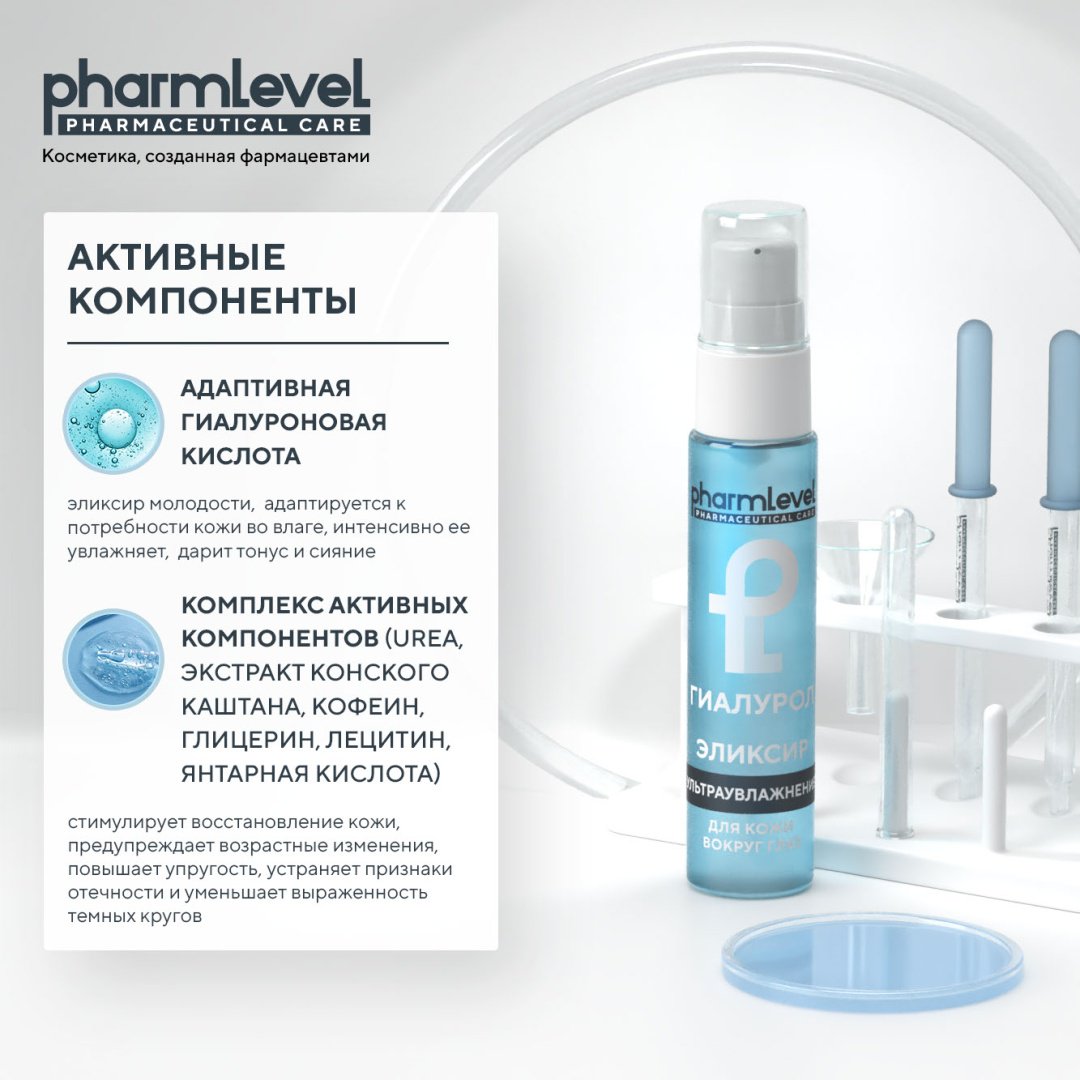 Pharmlevel сыворотка Эликсир для кожи вокруг глаз ГИАЛУРОЛ для области вокруг глаз 30 мл купить,NaN