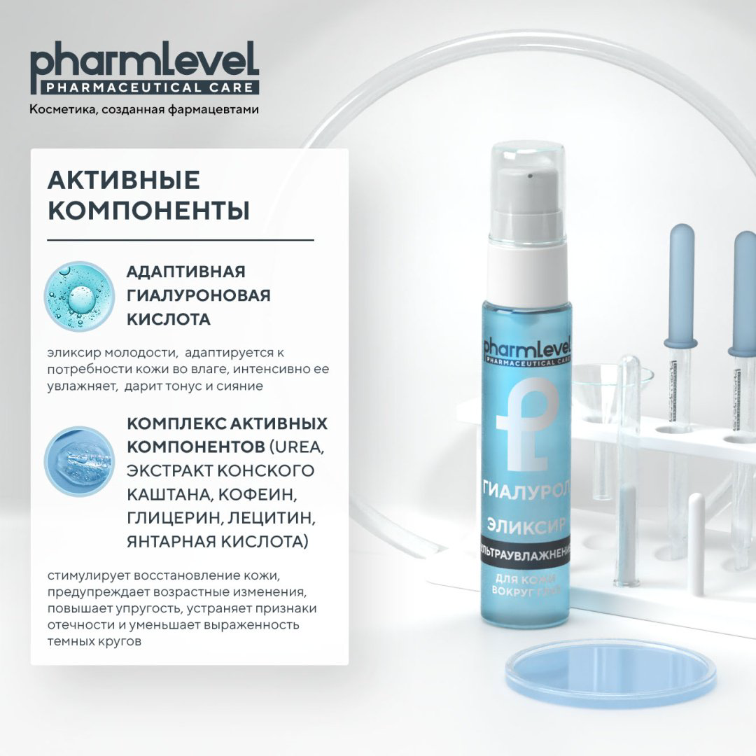 Pharmlevel сыворотка Эликсир для кожи вокруг глаз ГИАЛУРОЛ для области вокруг глаз 30 мл купить,NaN