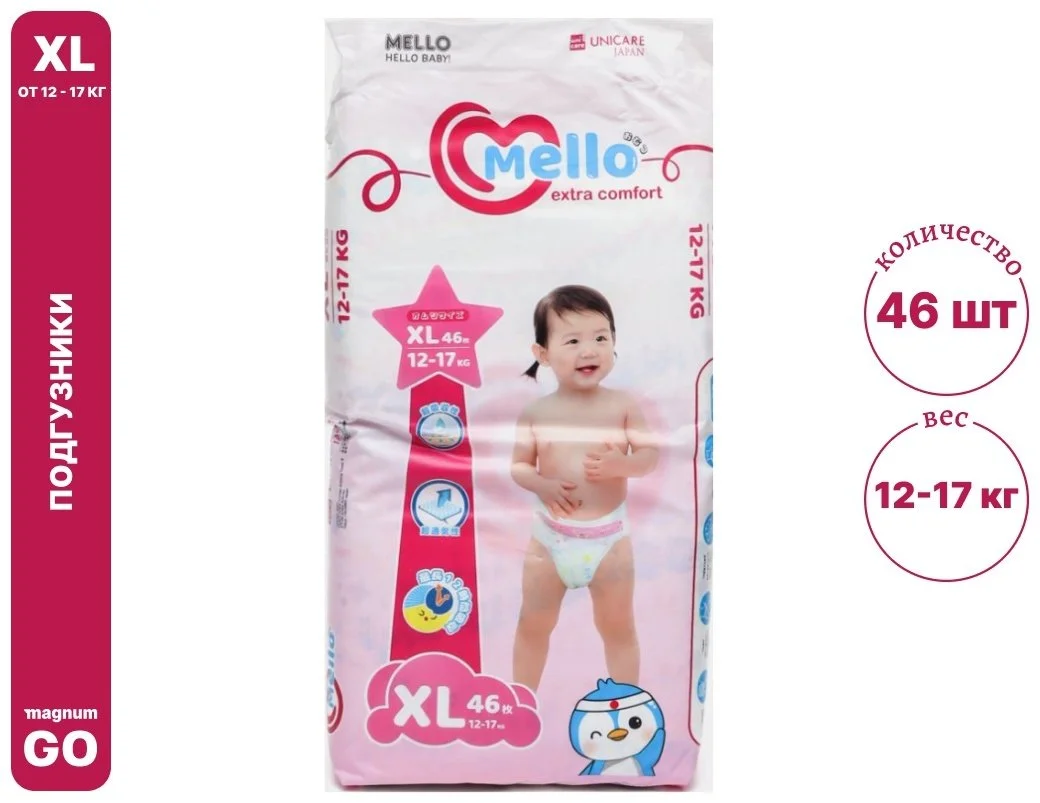 Подгузники Mello XL 46шт