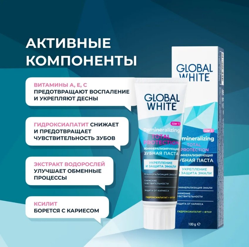 Global White зубная паста Remineralizing 100 мл