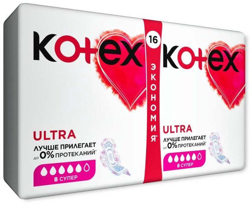 Kotex прокладки Ultra Super Duo защита от протеканий 16 шт купить,NaN
