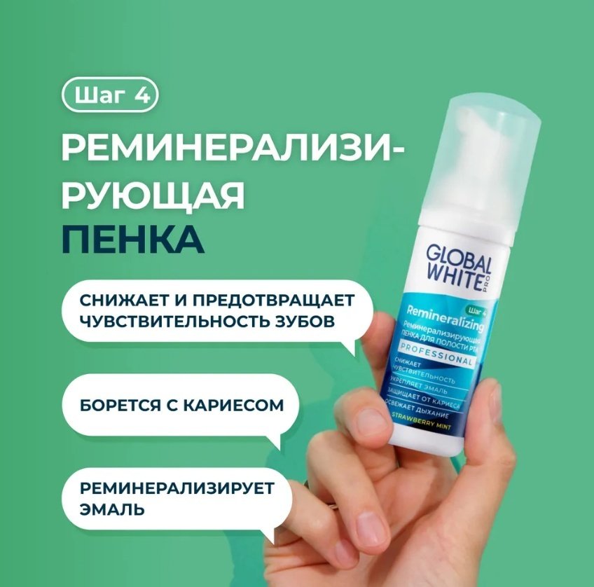 Global White пенка для зубов Реминерализирующая 50 мл