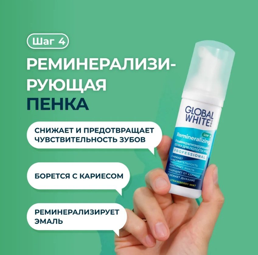 Global White пенка для зубов Реминерализирующая 50 мл купить,NaN