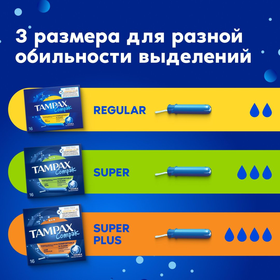 TAMPAX тампоны Compak Regular 16 шт купить,NaN
