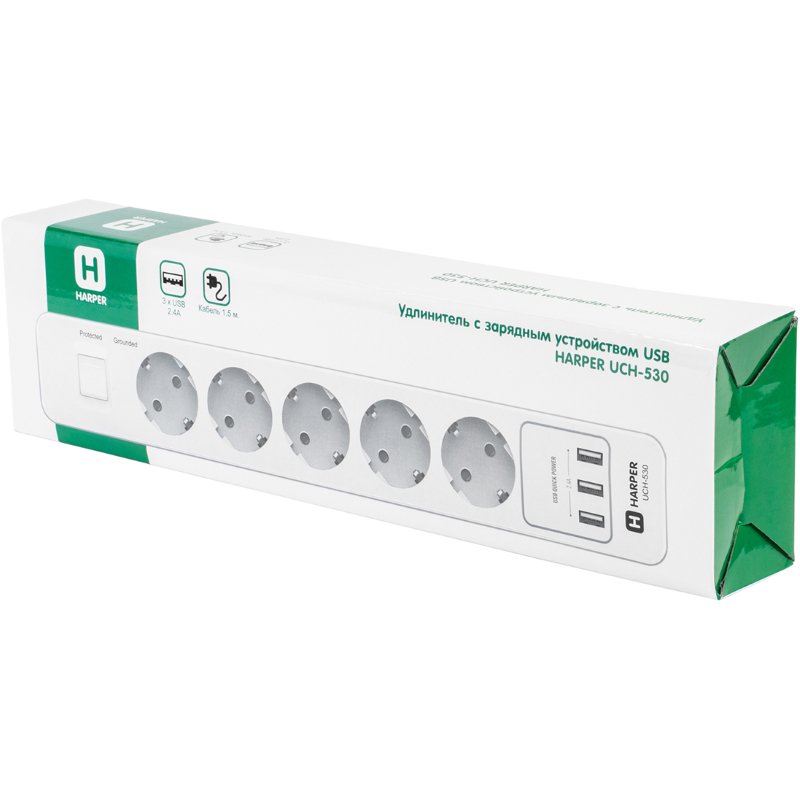  Сетевой фильтр Harper UCH-530 1.5м белый