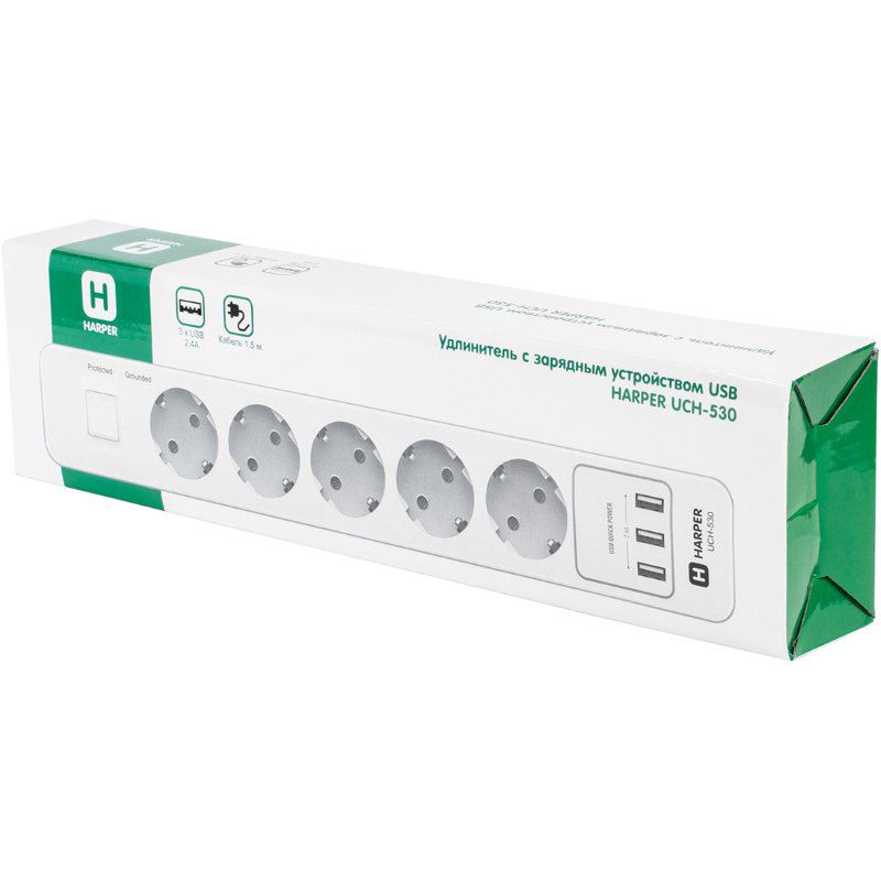  Сетевой фильтр Harper UCH-530 1.5м белый