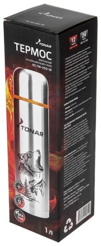 Классический термос ТОНАР Волк 1.2 л HS.TM-051-W серебристый купить,NaN