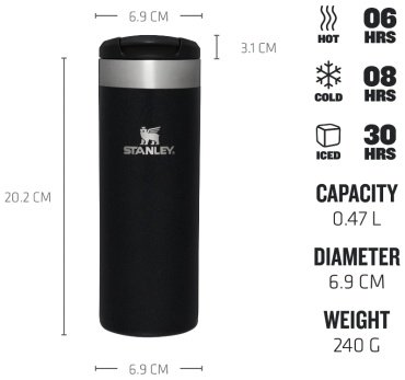 Термокружка STANLEY The AeroLight Transit Mug/10-10787-121 0.47 л черный купить,NaN