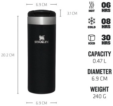 Термокружка STANLEY The AeroLight Transit Mug/10-10787-121 0.47 л черный купить,NaN