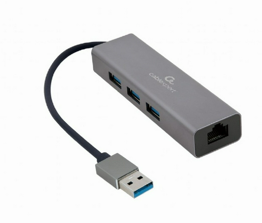 Конвертер Cablexpert USB 3.0 на 3xUSB 3.0 Lan RJ45 черный