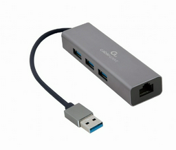 Конвертер Cablexpert USB 3.0 на 3xUSB 3.0 Lan RJ45 черный