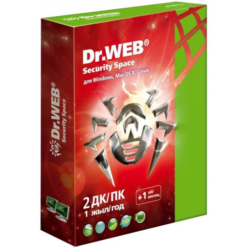 Антивирус Dr.Web Security Space Pro 2 ПК 12 мес купить,NaN