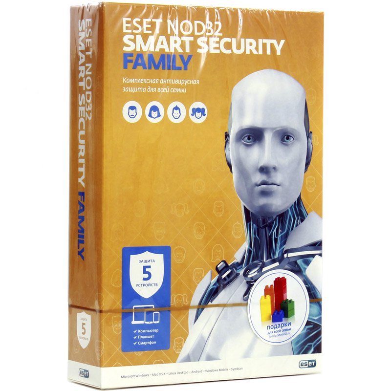  Антивирус Eset Nod32 Smart Security Family универсальная лицензия на 1 год на 5 устройств купить,NaN