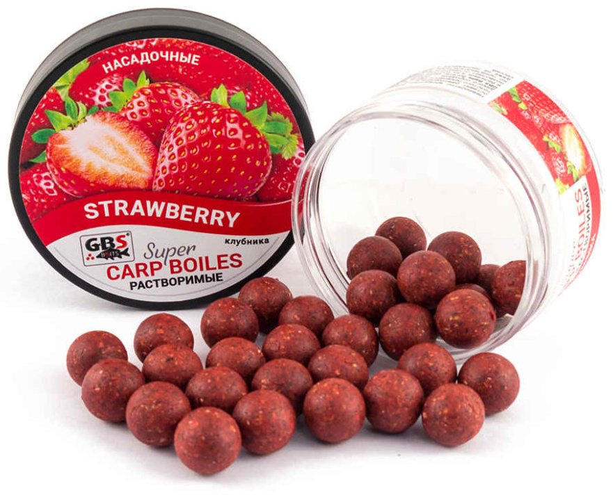 Прикормка GBS Baits насадочные пылящие 16мм Клубника 0.1 кг купить,NaN