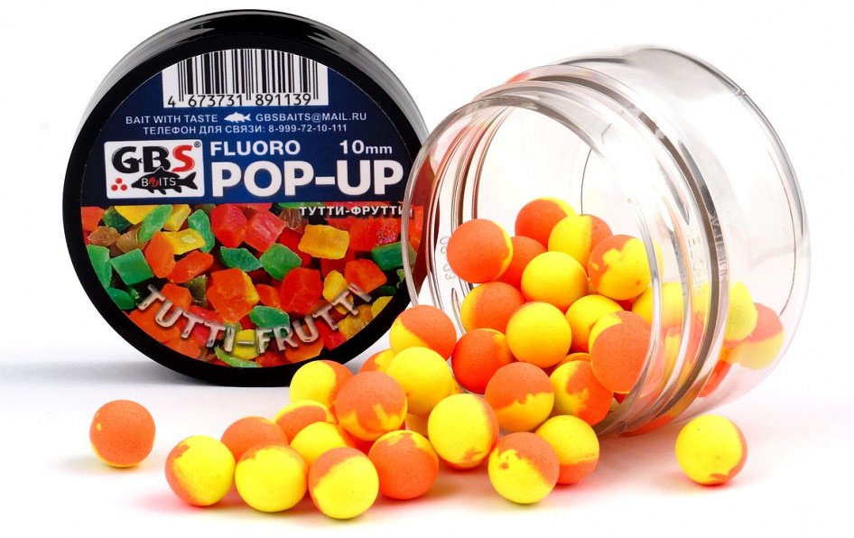 Прикормка GBS Baits Pop-up 10мм Тутти-Фрутти 0.056 кг купить,NaN