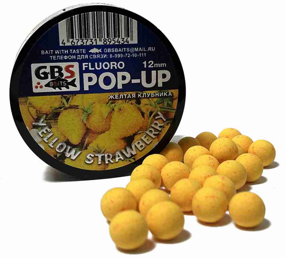 Прикормка GBS GBS-POP-UP-12-0.4-YSTR Желтая клубника 0.04 кг купить,NaN