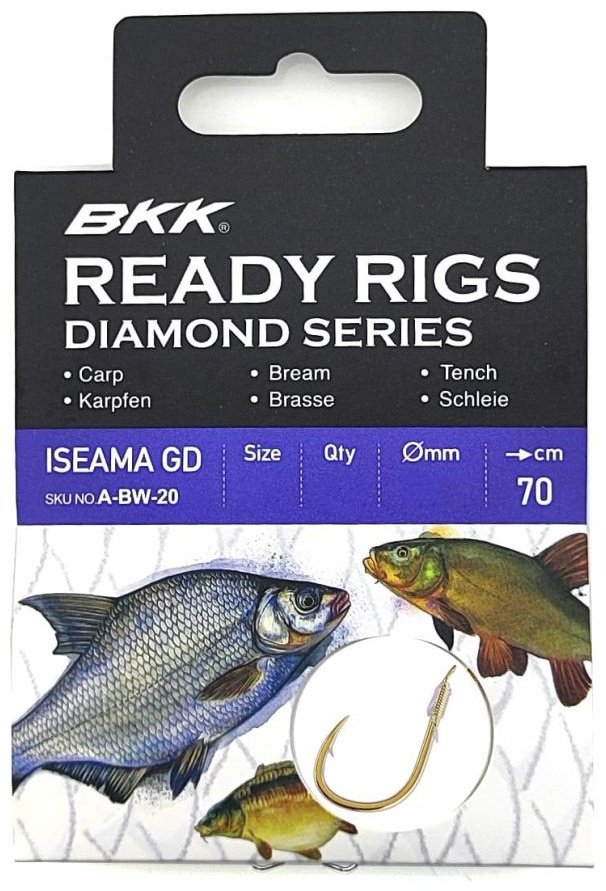 Крючок для рыбалки BKK Крючок одинарный с поводком Ready Rig Diamond - Iseama GD 6, Ø 0.2, A-BW-2016 одинарный золотистый 10 шт купить,NaN