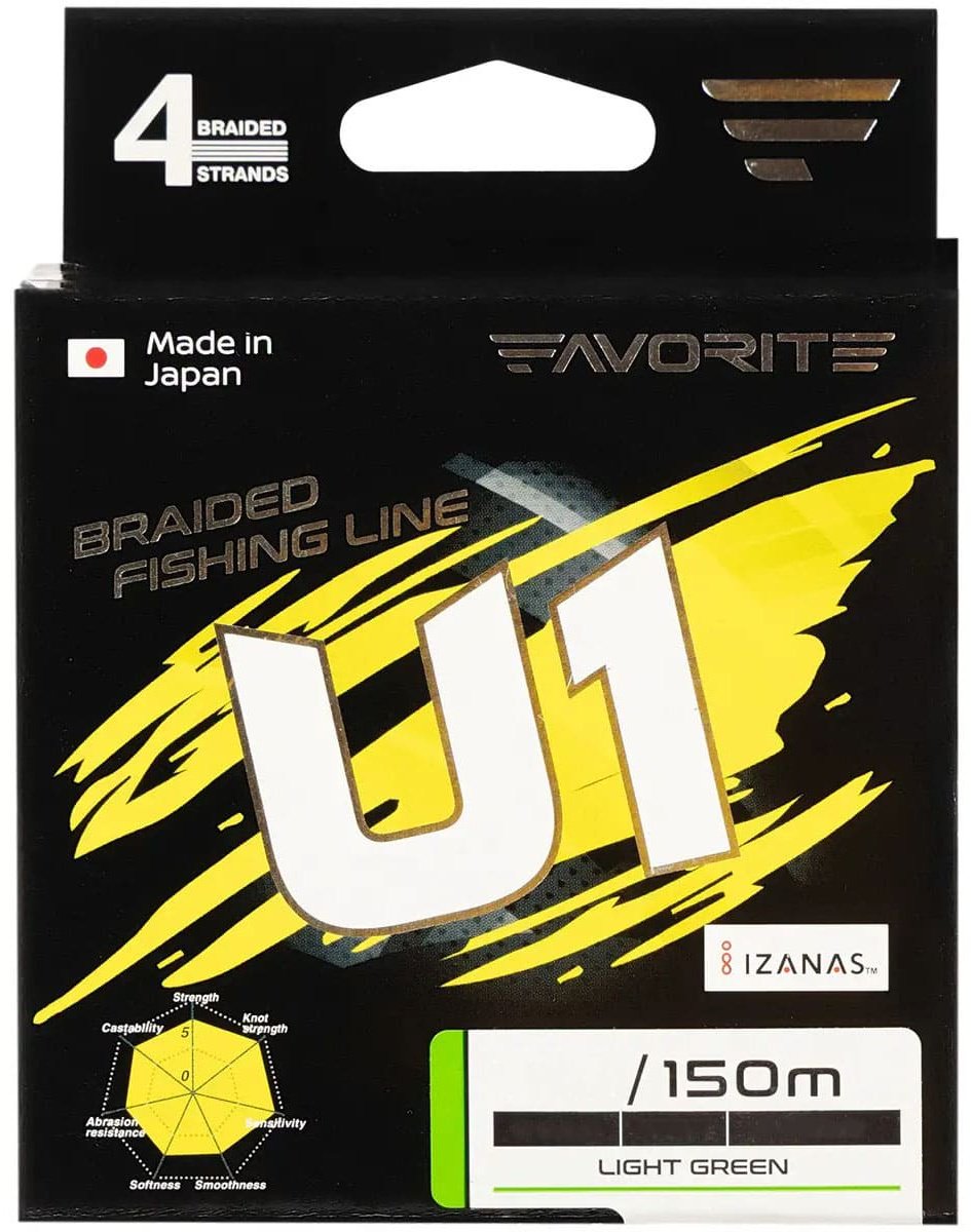 Леска Favorite плетеная U1 PE 4x 150m light green 0.121 мм зеленый