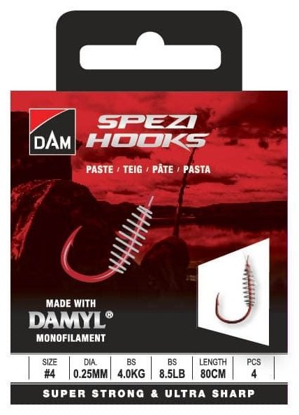 Крючок для рыбалки DAM Spezi Paste №10 одинарный красный 4 шт