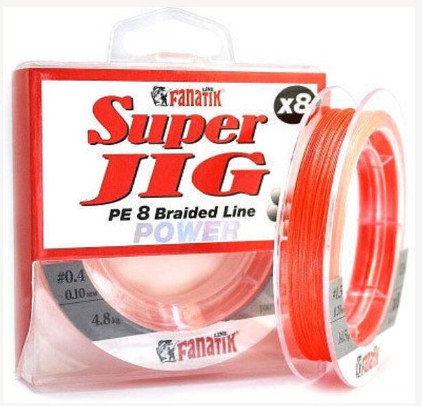 Леска FANATIK плетеный шнур Super Jig PE X8 0.1 мм оранжевый