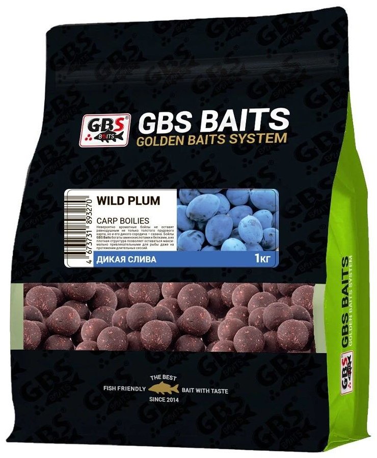 Прикормка GBS Baits Бойлы BAITS Дикая слива 1 кг