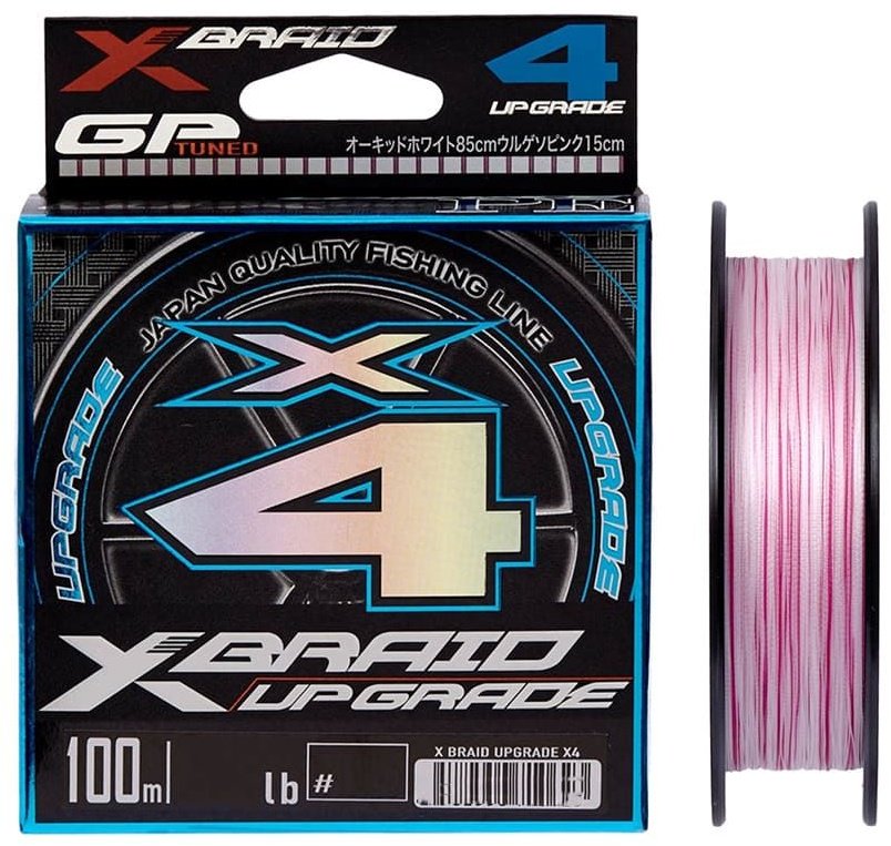Леска YGK плетеный шнур X-BRAID Upgrade X4 100m, white/pink,5507.10.52 0.09 мм розовый, белый