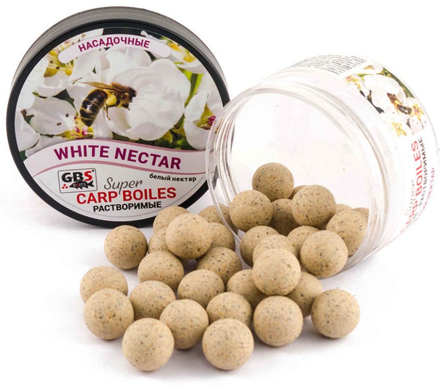 Прикормка GBS Baits Бойлы насадочные растворимые 16мм Белый нектар 0.1 кг купить,NaN