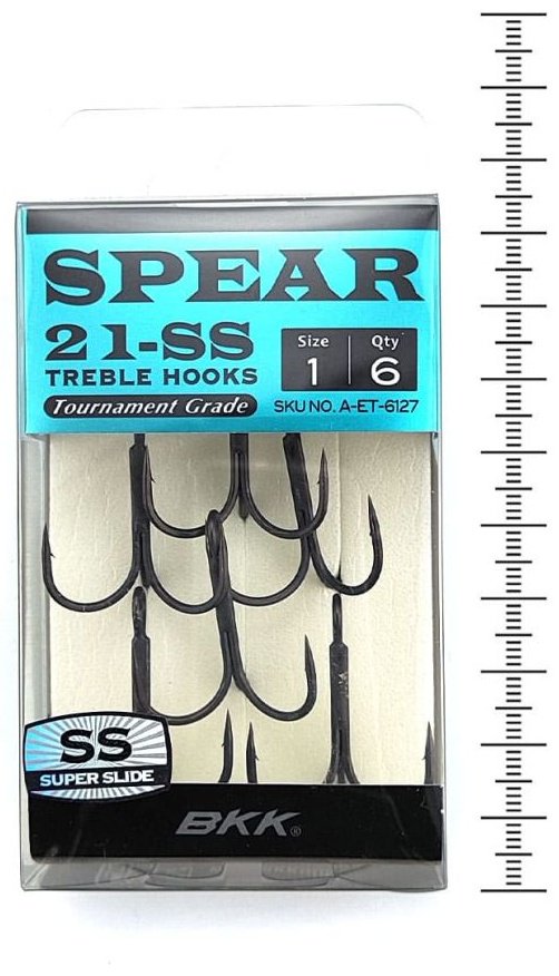 Крючок для рыбалки BKK Spear-21 SS №1 A-ET-6127 тройной черный 6 шт купить,NaN
