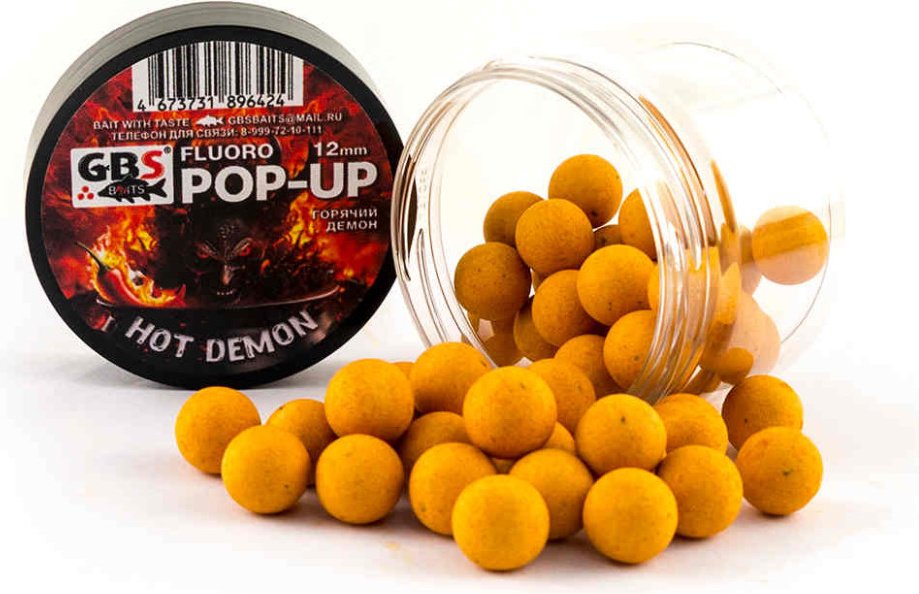 Прикормка GBS Baits Pop-up 12мм Hot Demon 0.056 кг купить,NaN