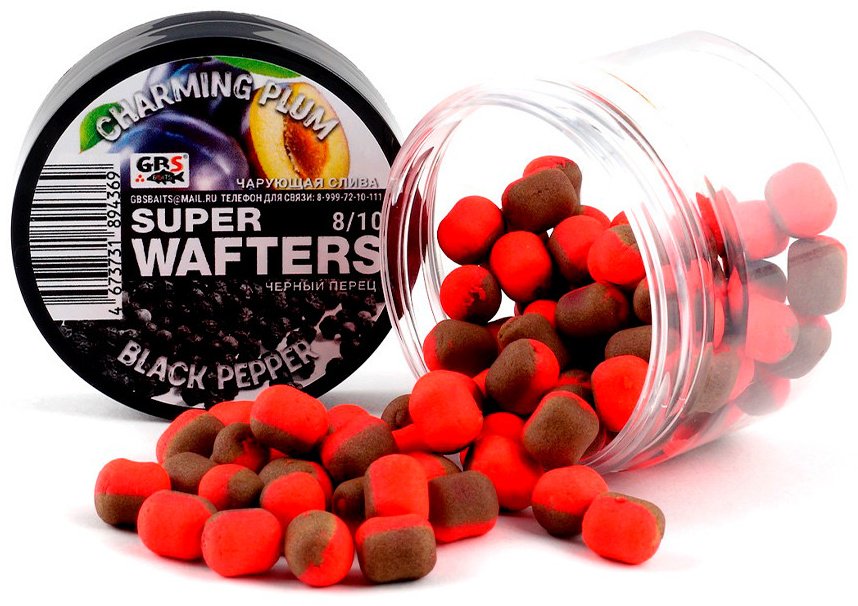 Прикормка GBS Baits Baits Wafters 8x10мм чарующая слива и черный перец 0.067 кг купить,NaN