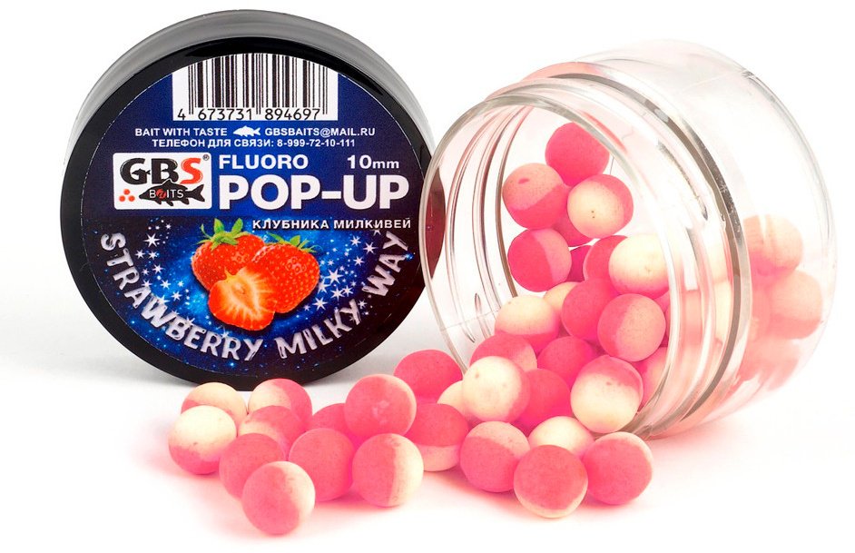 Прикормка GBS Baits GBS-POP-UP-10-0.4-STMW Клубника-Milky Way 0.04 кг купить,NaN