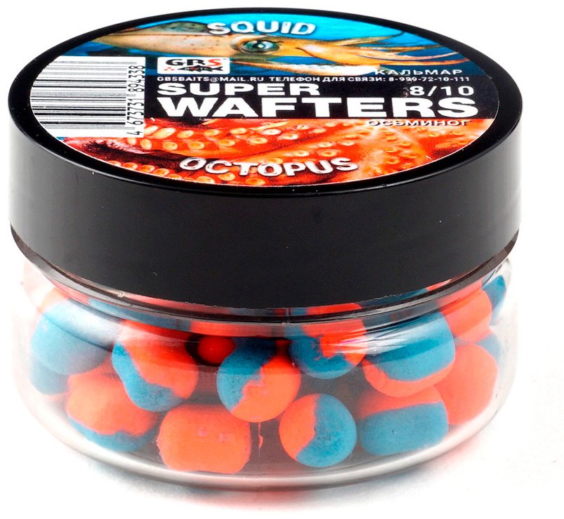 Прикормка GBS Baits Wafters 8х10мм кальмар, осьминог 0.067 кг купить,NaN