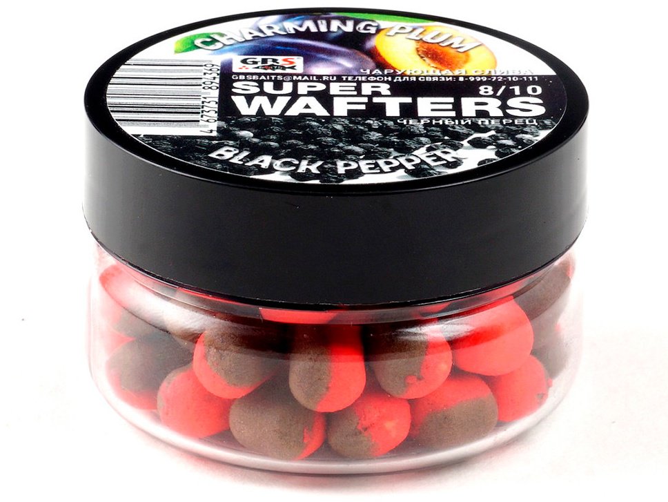 Прикормка GBS Baits Baits Wafters 8x10мм чарующая слива и черный перец 0.067 кг купить,NaN