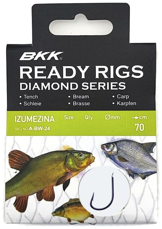 Крючок для рыбалки BKK Поводки с крючками Ready Rig Diamond - Izumezina BN №6, Ø 0.20, 70cm A-BW-2417 одинарный черный 10 шт купить,NaN