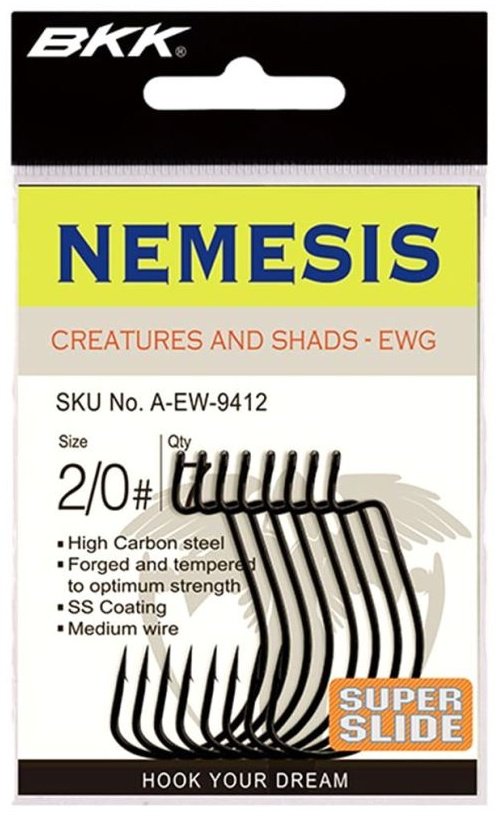 Крючок для рыбалки BKK Nemesis Superslide №1 офсетный черный 8 шт купить,NaN