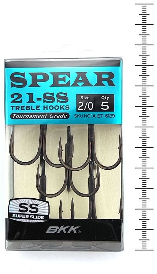 Крючок для рыбалки BKK Spear-21 SS №2/0 A-ET-6129 тройной черный 5 шт