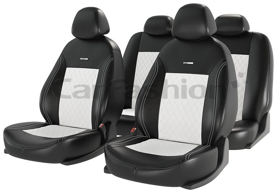 Carfashion Atom Leather Ромб 11128 черный-белый