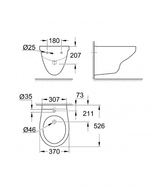Биде Grohe Bau Ceramic 39433000 белое купить,0