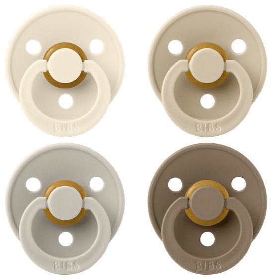 Набор пустышек BIBS Colour 4 шт. Ivory/Sand/Vanilla/Dark Oak 6+ месяцев, 4 шт, коричневый