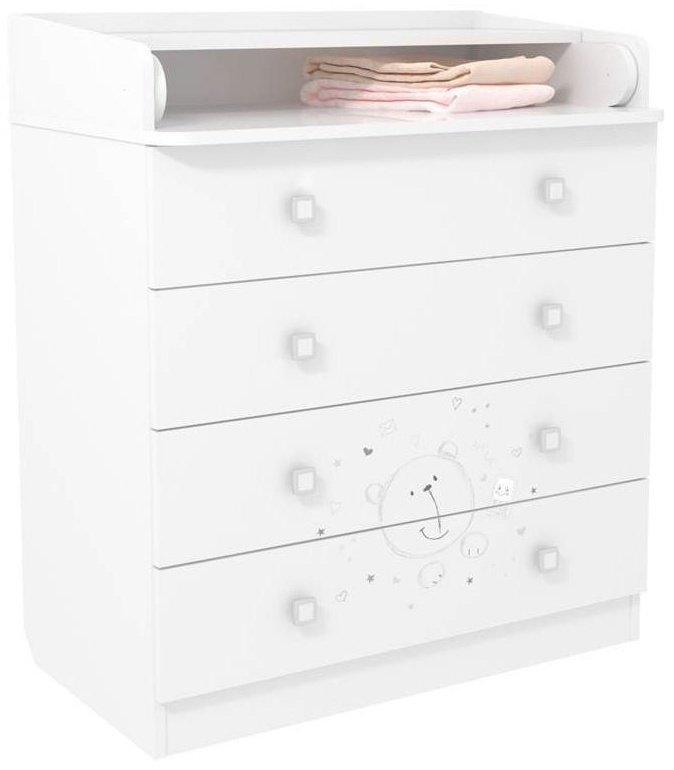 Детский пеленальный комод Фея Polini French 1580 Teddy, 80x47x92 см, белый купить,NaN