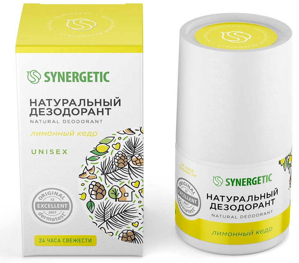Synergetic Лимонный кедр дезодорант унисекс 50 мл купить,NaN