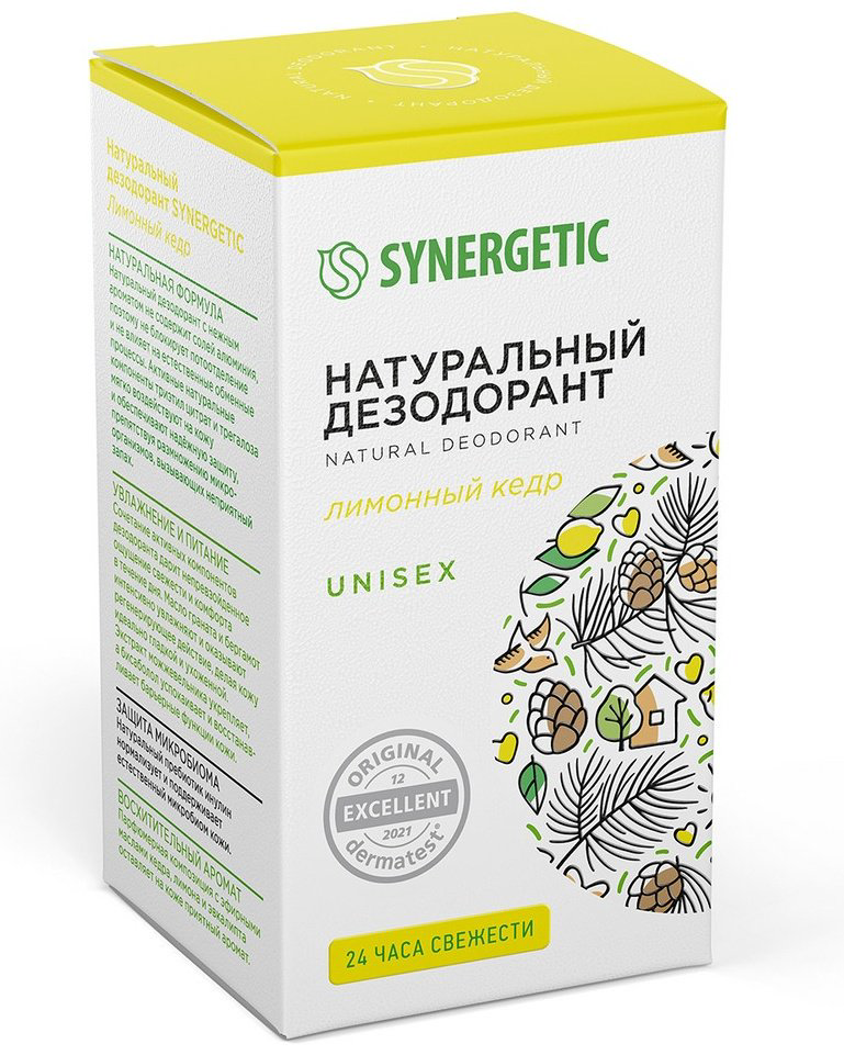 Synergetic Лимонный кедр дезодорант унисекс 50 мл купить,NaN