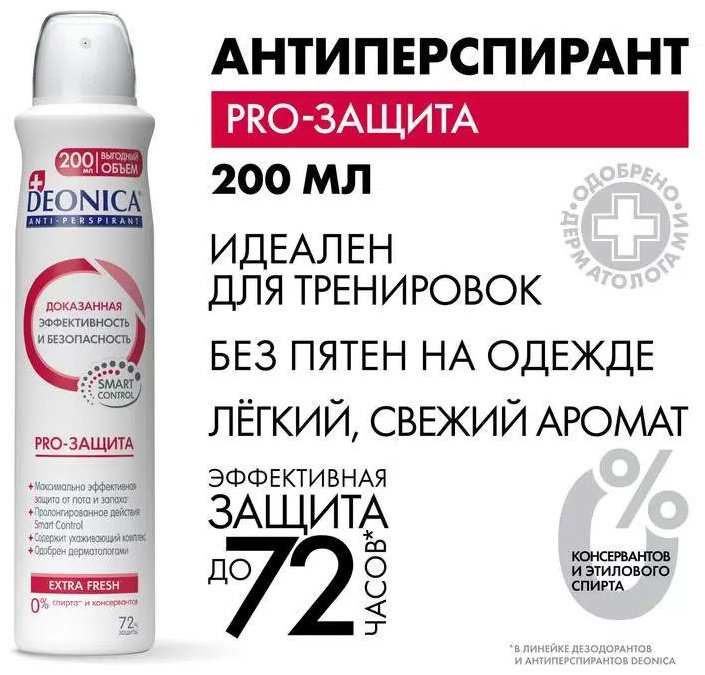 Deonica PRO-защита дезодорант-антиперспирант для женщин 200 мл