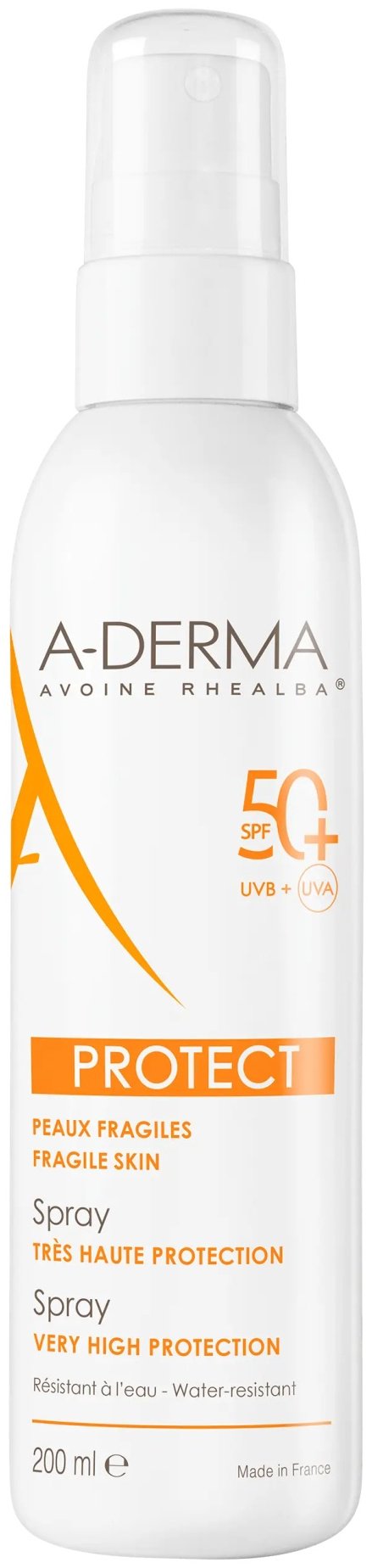 A-DERMA Protect SPF50+ спрей солнцезащитный для тела 200 мл купить,NaN