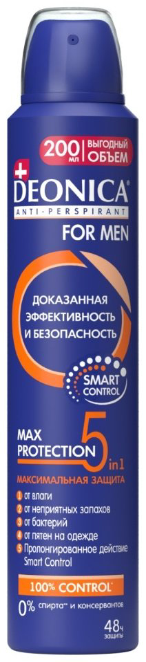 Deonica For Men Max Protection 5 in 1 антиперспирант для мужчин 200 мл купить,NaN