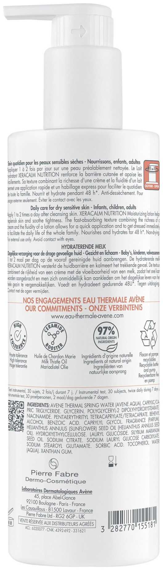 Avene Xeracalm Nutrition лосьон для тела 400 мл купить,NaN